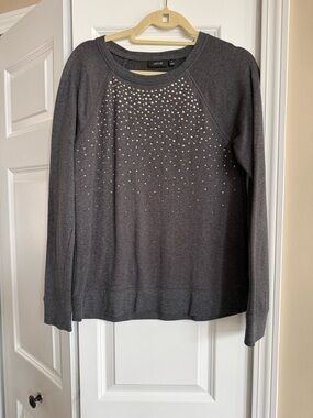 Apt. 9 Charcoal Gray Rhinestone Crewneck Sweatshirt